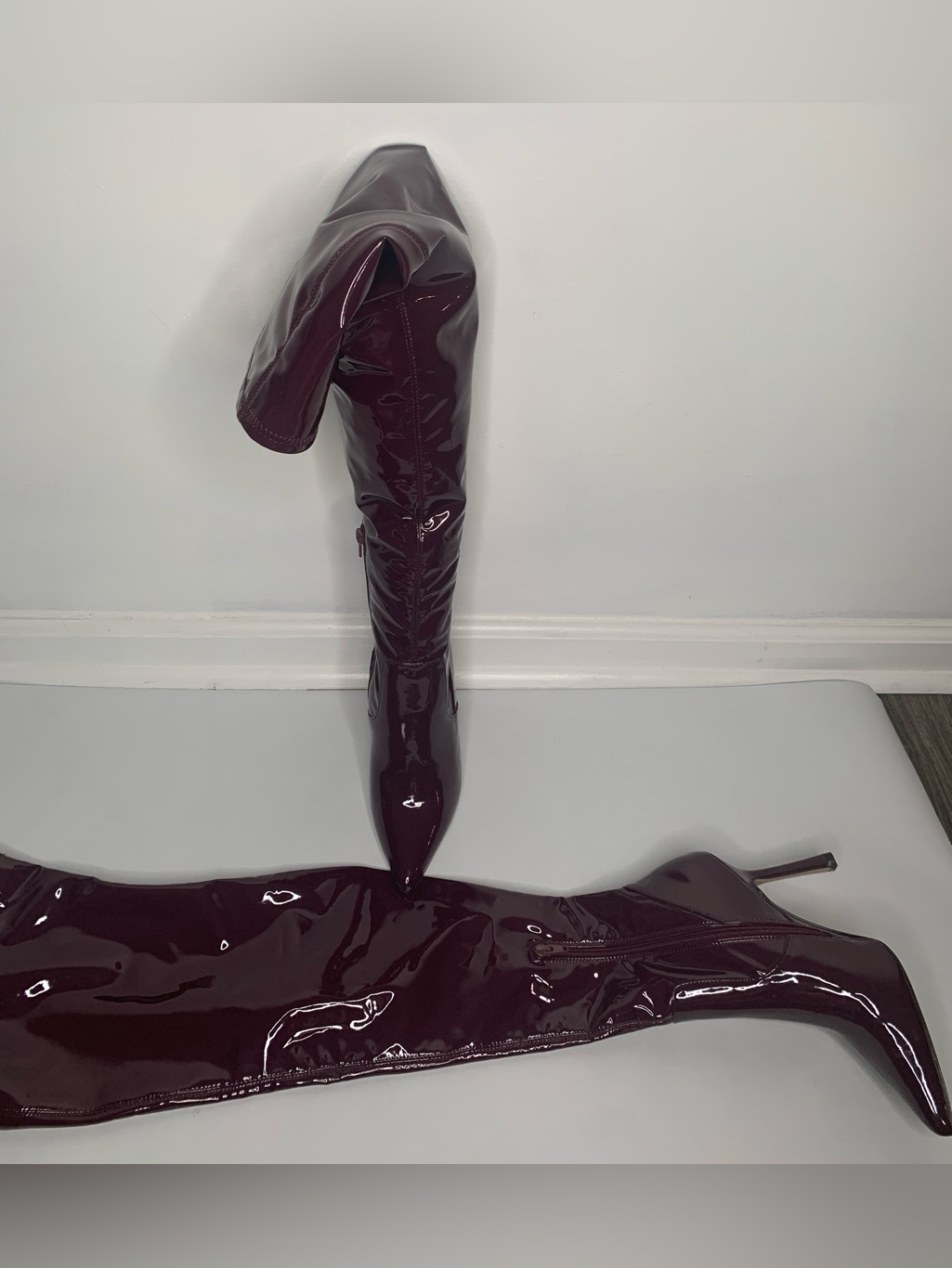Steve Madden Patent Over-The-Knee Boots In Burgundy